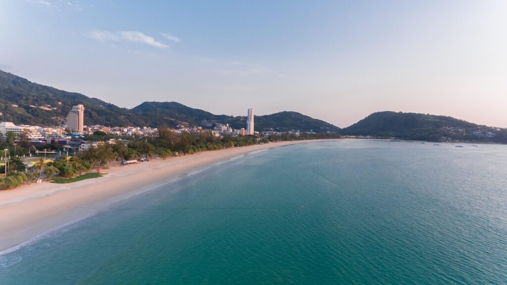 Sunset over Patong Beach in Phuket.