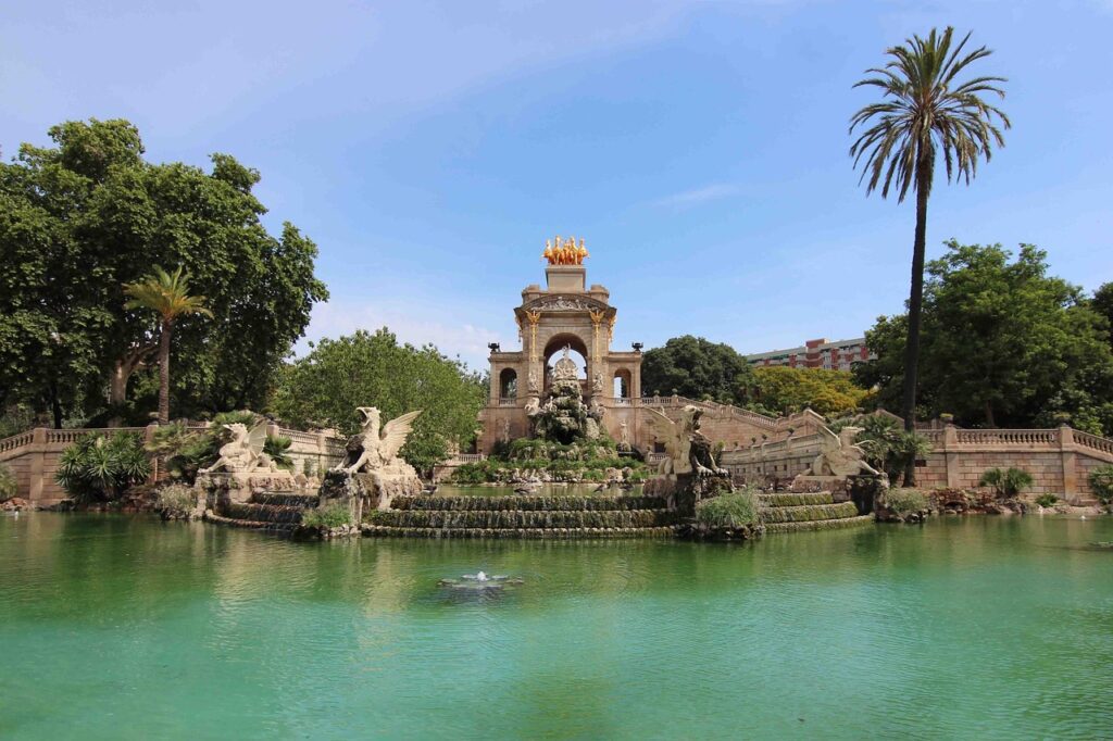 Autumn sunset in Ciutadella Park, perfect start to a Barcelona in November itinerary